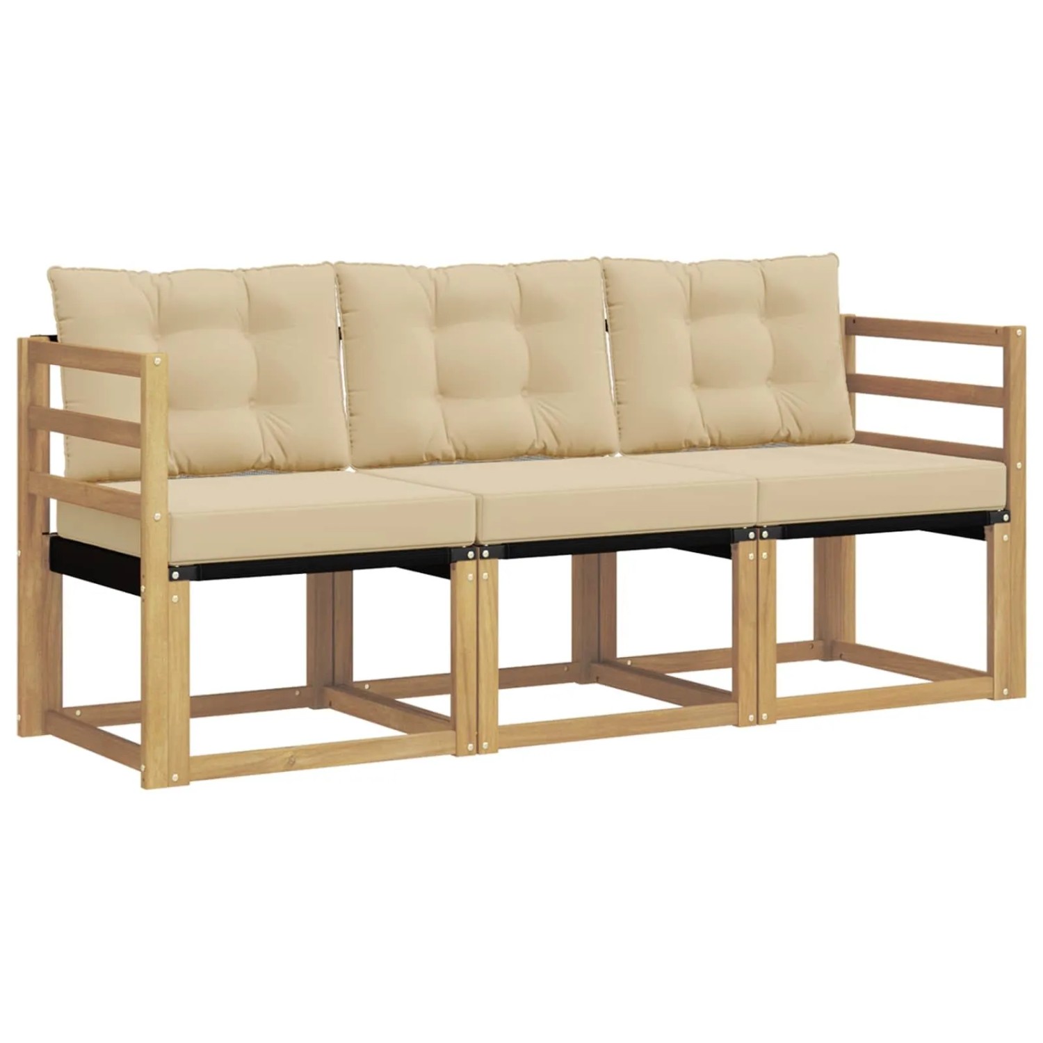 vidaXL Outdoor-Sofagarnitur mit Kissen 3-Tlg Weiß und Beige 3389155