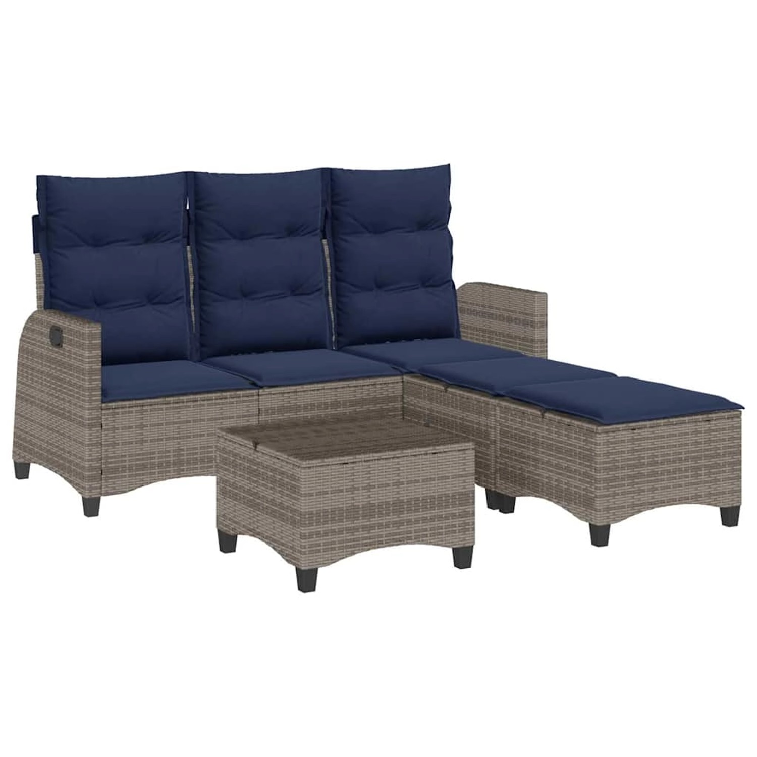 vidaXL 3-Tlg Garten-Sofagarnitur mit Kissen L-Form Grau Poly Rattan 3328644 günstig online kaufen