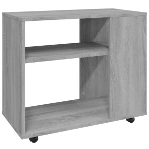 vidaXL Beistelltisch Grau Sonoma, 70x35x55 cm, Holzwerkstoff mit 2 Ebenen und Rollen.