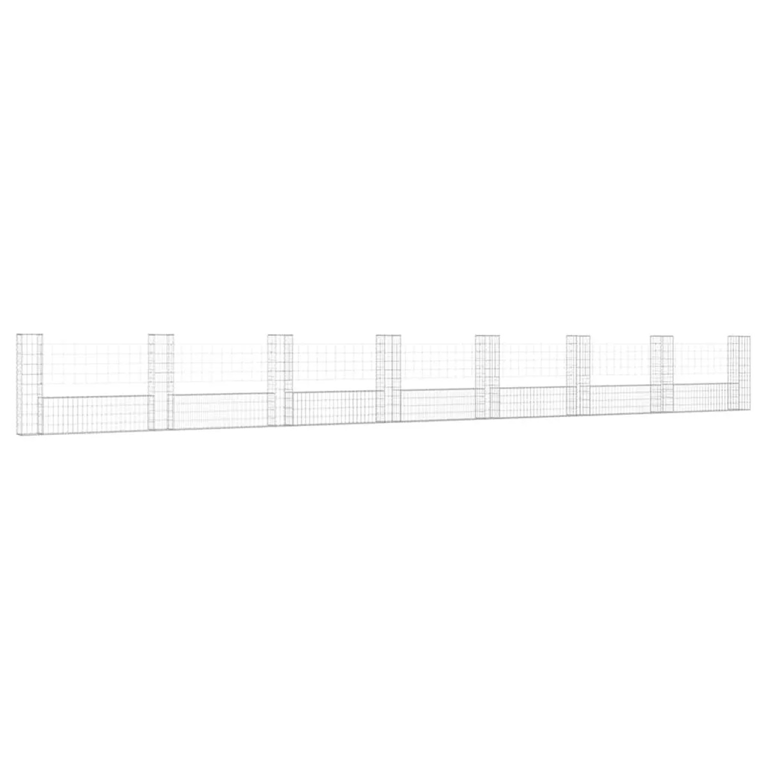 vidaXL Gabionenkorb U-Form mit 8 Säulen Eisen 860x20x100 cm 151281