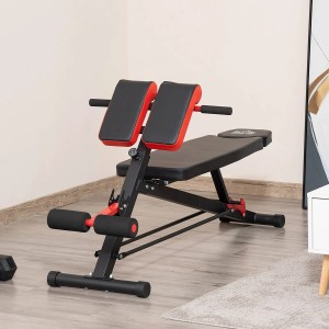 Verstellbare HOMCOM Hantelbank/Bauchtrainer in Schwarz/Rot aus Stahl, ideal für das Training zu Hause.