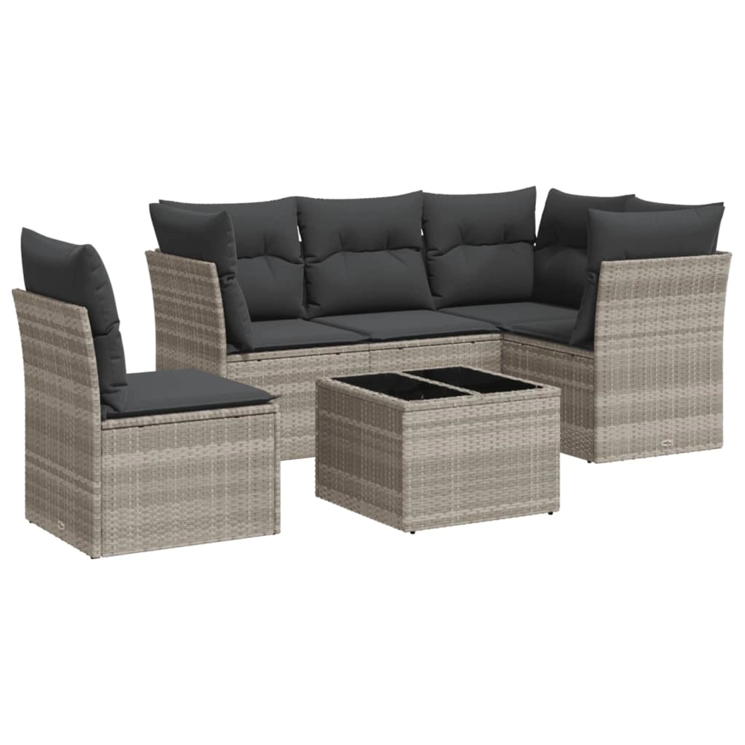 vidaXL 6-Tlg Garten-Sofagarnitur mit Kissen Hellgrau Poly Rattan 3217652