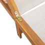 Detailaufnahme: Graue vidaXL Sonnenliege aus Akazienholz und Textilene.