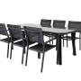 Schwarzes ebuy24 Paola Gartenset mit Tisch (100x200cm) und 6 Copacabana Stühlen.