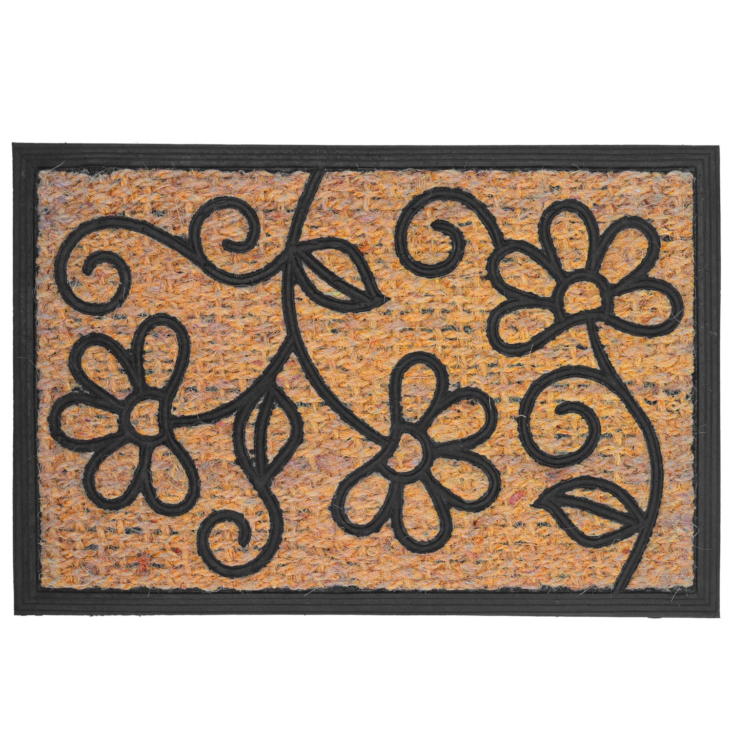 Relaxdays Fußmatte Kokosfaser Gummi Natur Schwarz Rutschfest Wetterfest für Innen und Außen 1,5 cm x 60 cm x 40 cm 1,9 kg