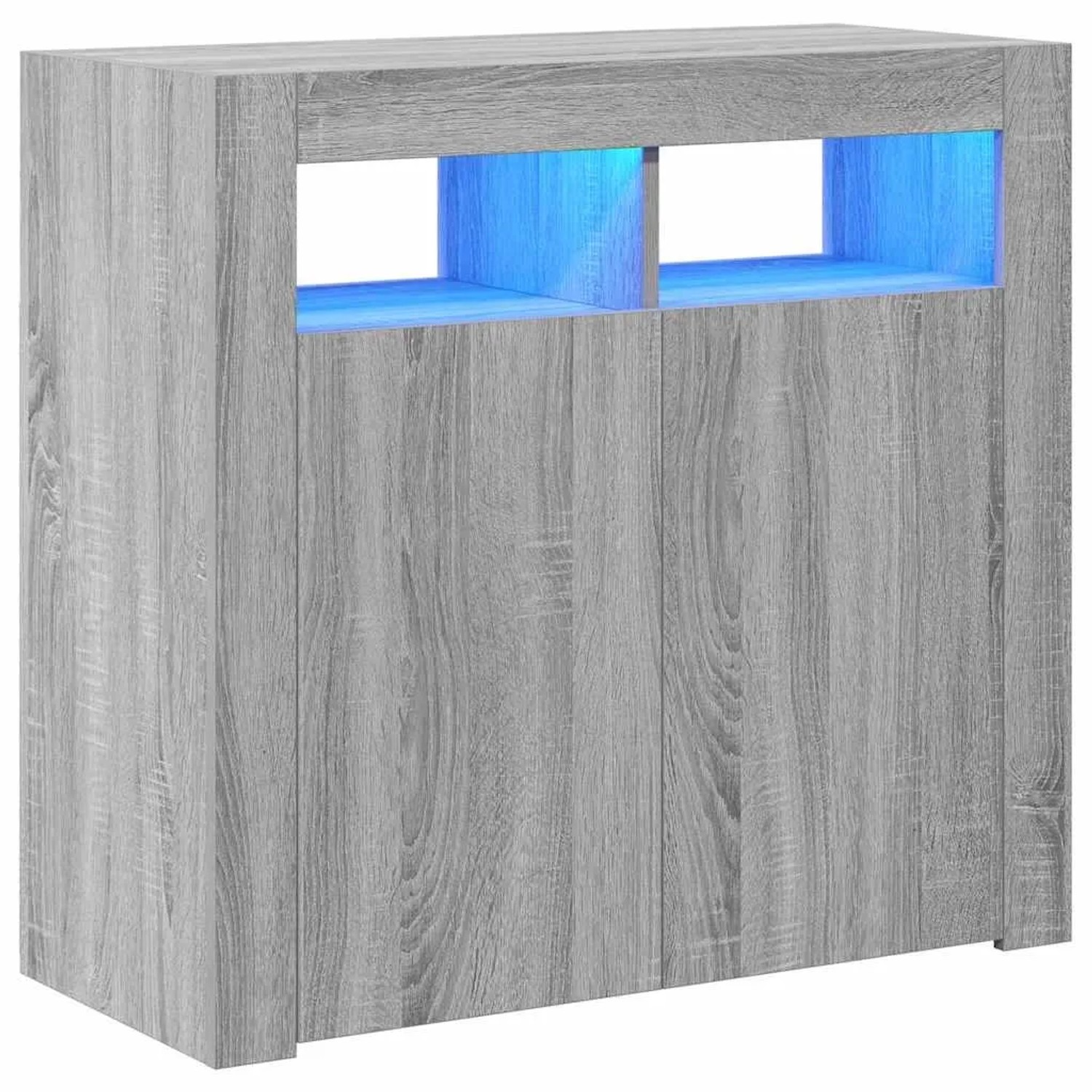 vidaXL Sideboard mit LED-Beleuchtung Grau Sonoma 80x35x75 cm 815730