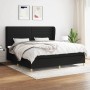 Schwarzes vidaXL Boxspringbett (200x200 cm) mit Matratze und hohem Kopfteil.