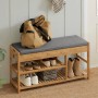 SoBuy Schuhbank mit Sitzfläche und Schubladen Sitzbank Natur Bambus FSR47-N_4