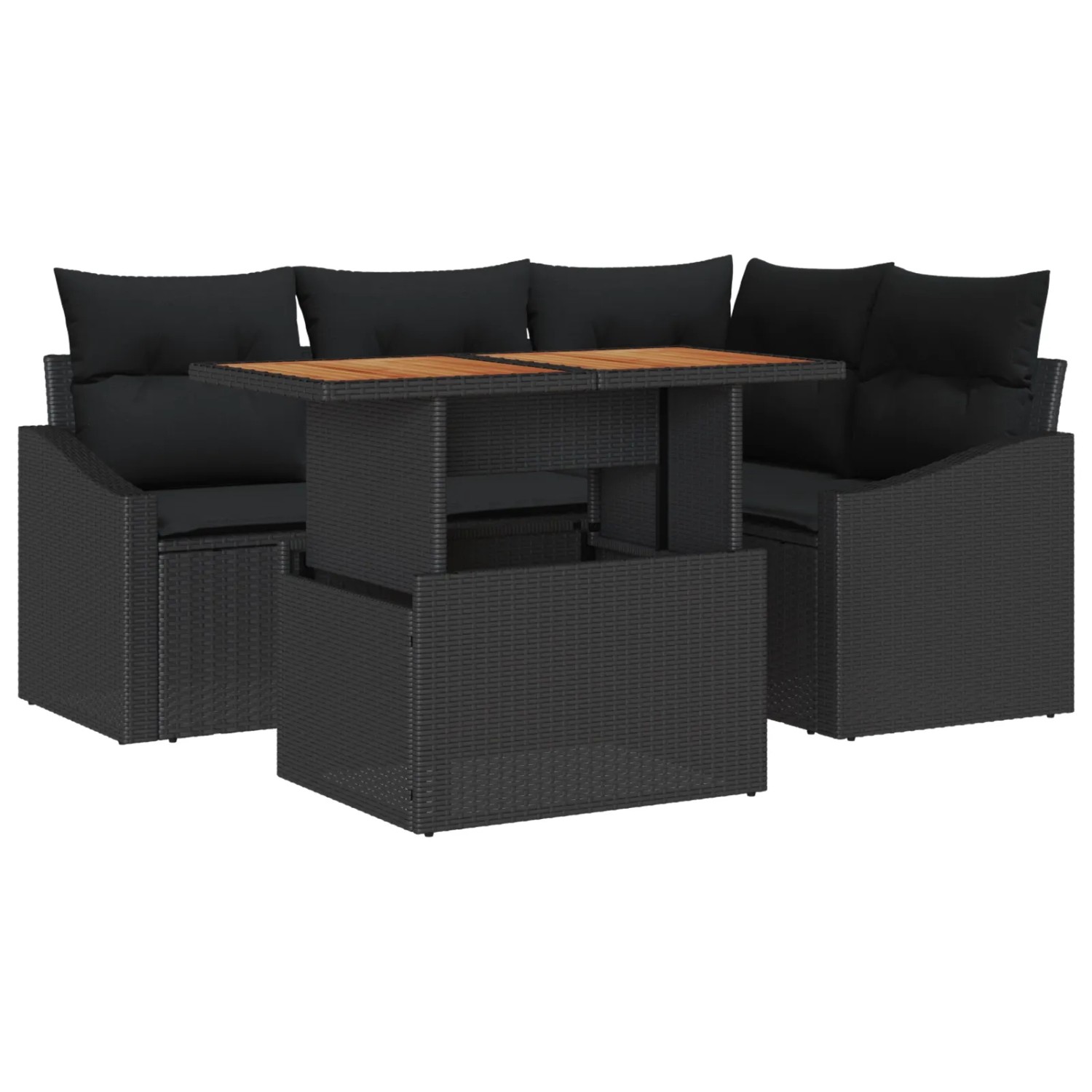vidaXL Garten-Sofa-Set mit Speicher 5-Tlg Schwarz Poly Rattan 3358571 günstig online kaufen