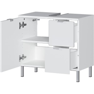 Germania Waschbeckenunterschrank GW-MAURESA, weiß, 60 cm, mit Schubladen und offenem Fach.