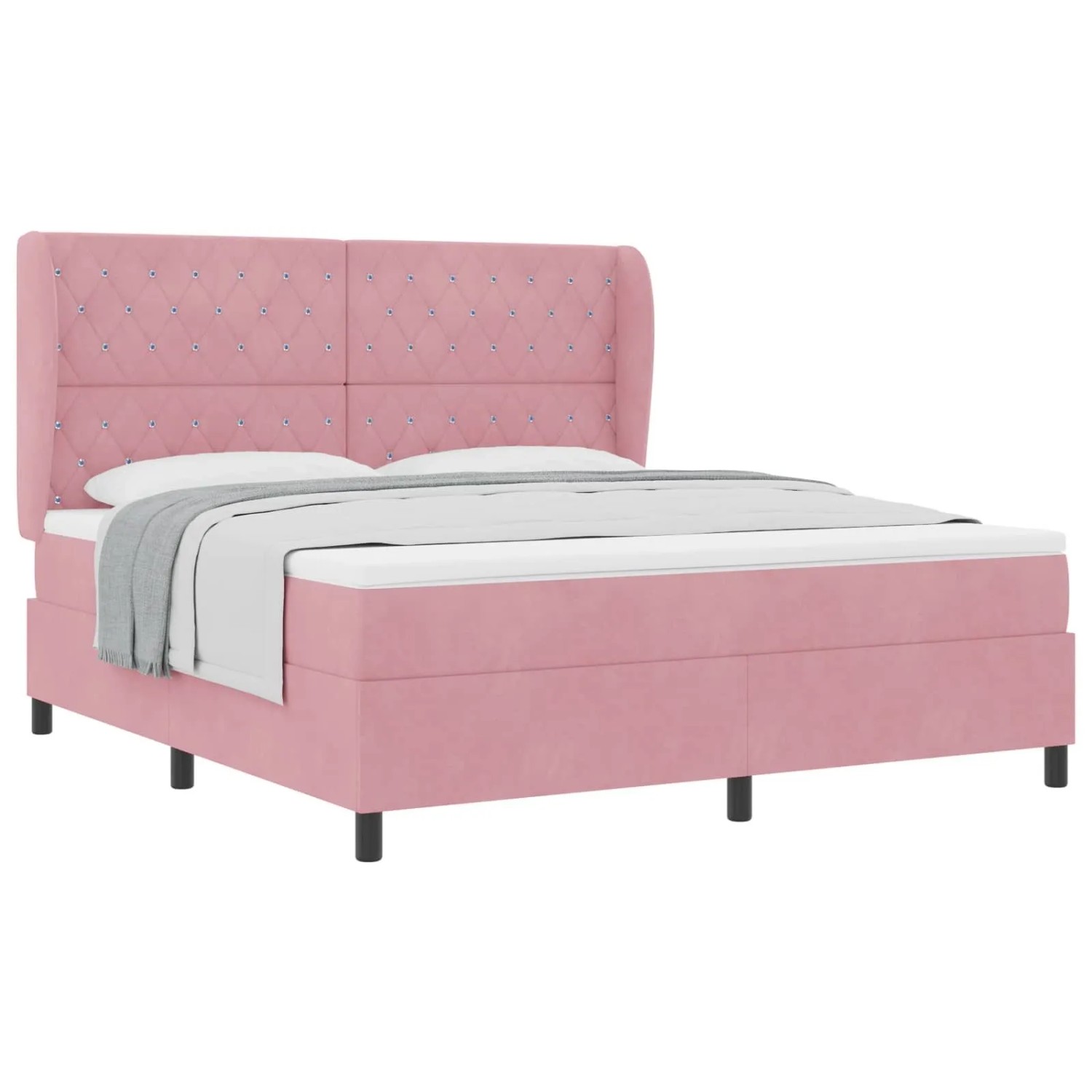 vidaXL Boxspringbett mit Matratze Rosa 200 x 180 cm Polyester 3340891