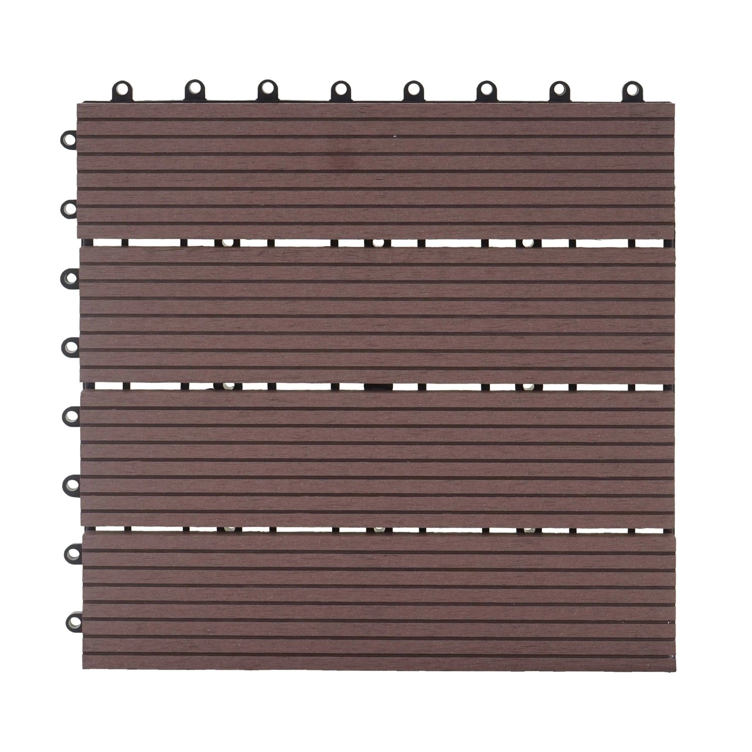 BERLINLODGE WPC Bodenfliese 11x Je BxT 30x30cm Holzoptik Balkon Terrasse Premium Coffee Linear