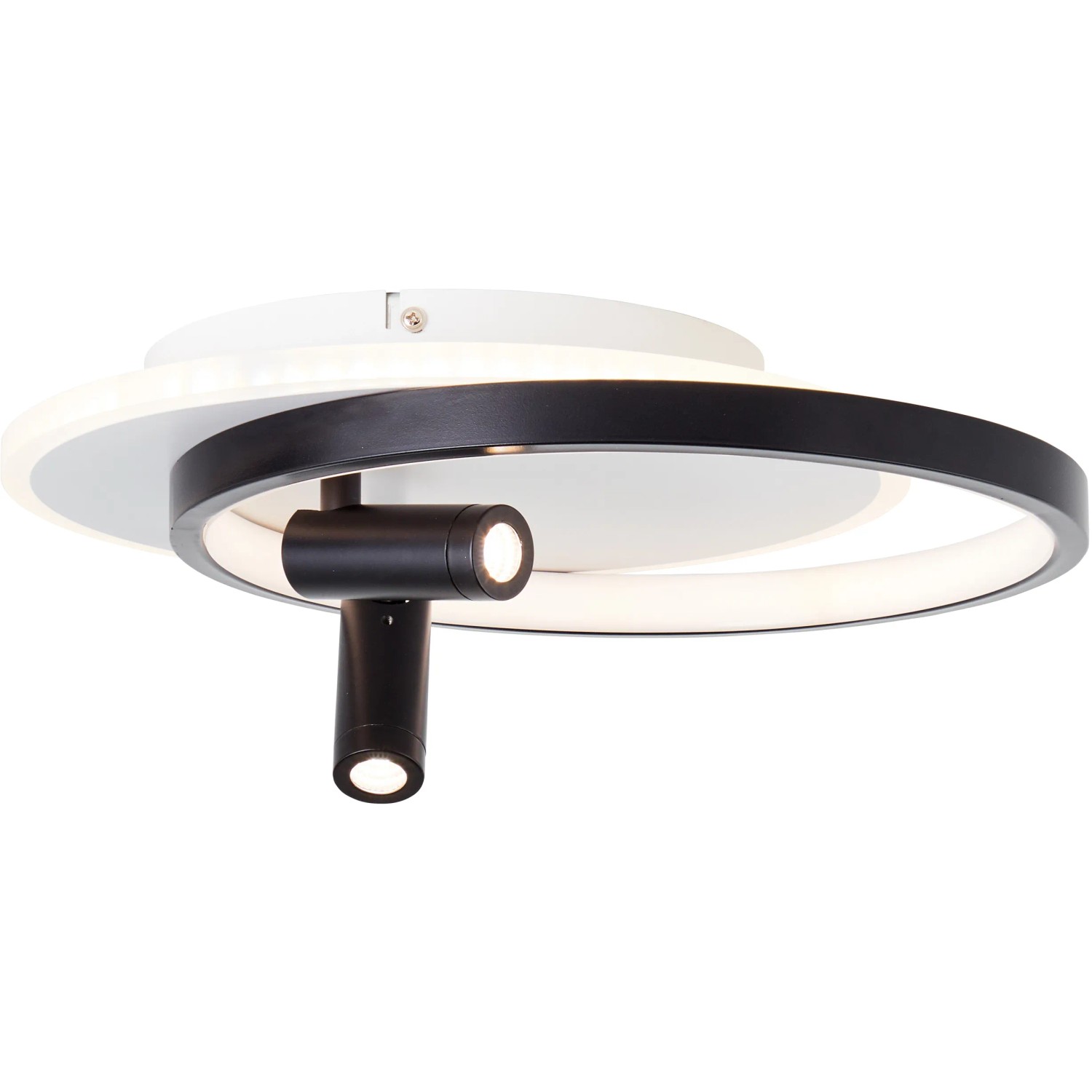 Moderne, dimmbare LED-Deckenleuchte Eunomia, 2-flammig, schwarz-weiß, für Innenräume.