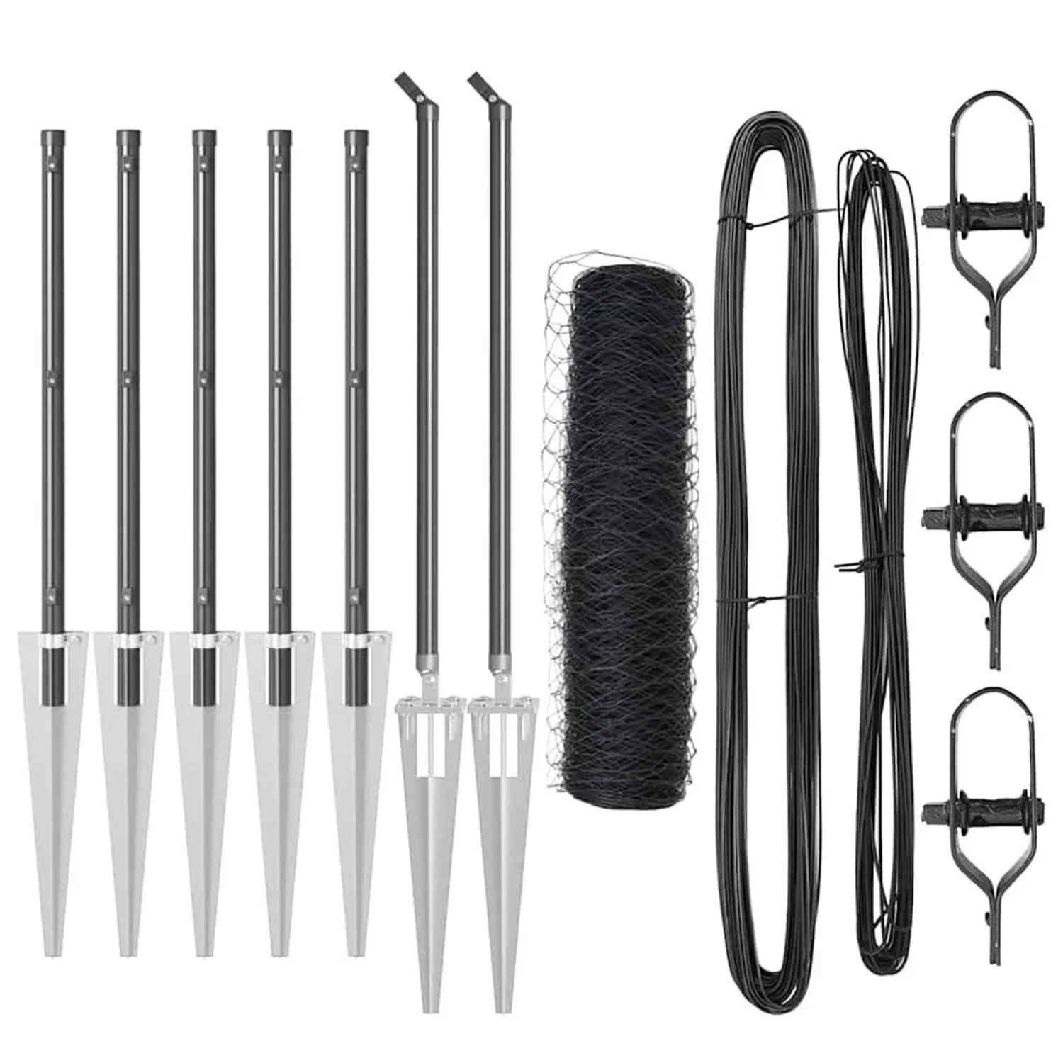 vidaXL Zaunpfosten Grau 10 x 0,4 m 36 mm Maschen Stahl und PVC 3353185 günstig online kaufen