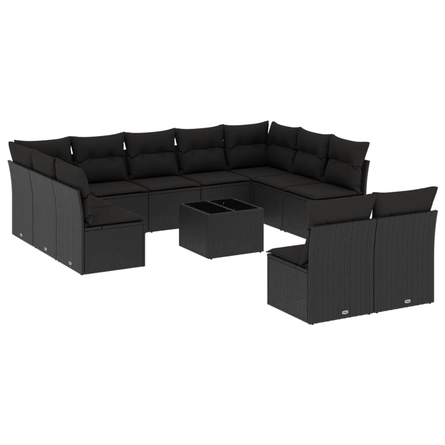 vidaXL 12-tlg Garten-Sofagarnitur mit Kissen Schwarz Poly Rattan Modell 20 günstig online kaufen