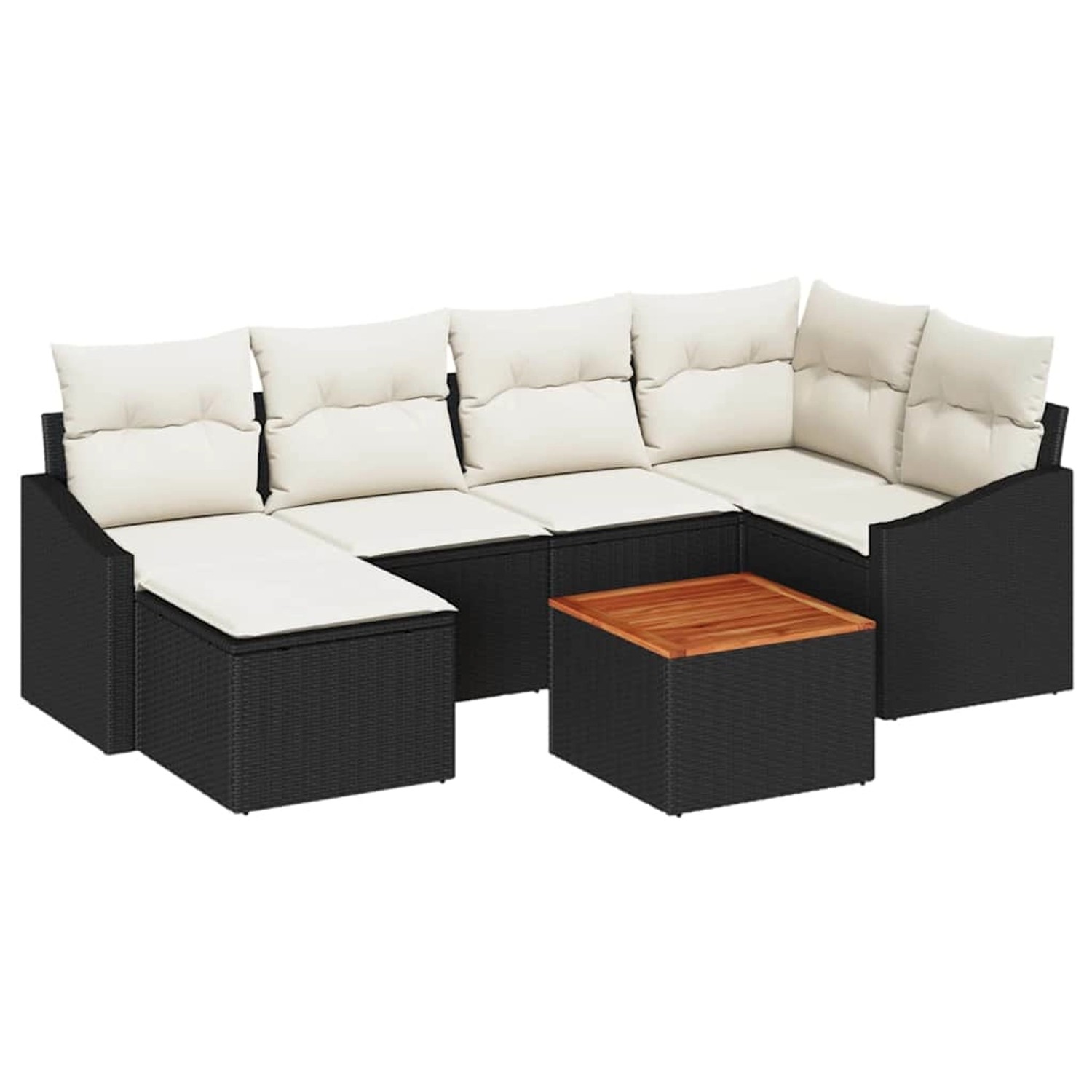 vidaXL Garten-Sofa-Set mit Kissen 7-Tlg Schwarz Poly Rattan 3347852 günstig online kaufen
