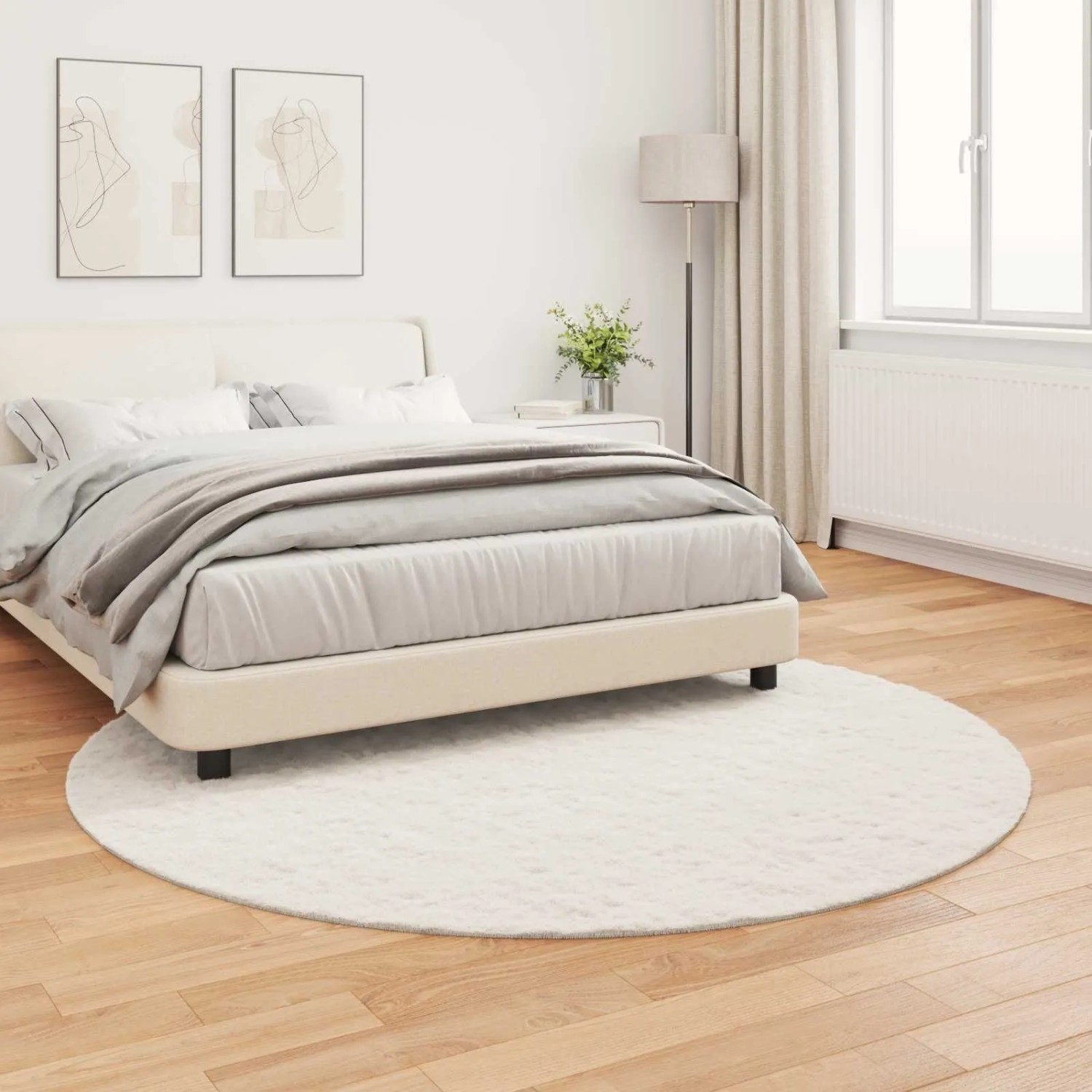 vidaXL Kunstfell Hasen Teppich Olite Creme Ø 160 cm Polyester 42021670_4