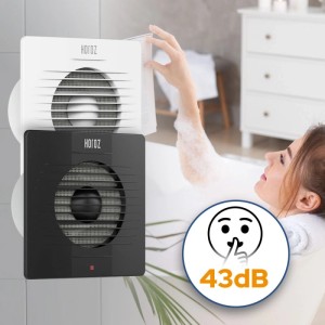 HOROZ Badlüfter 100 mm 12 W 100 m³/h 43 dB Weiß Mit Filter Wandventilator Badventilator CLASSIC