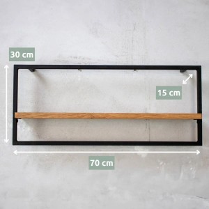 Holz4home Wandregal, 4-teilig, schwarz gerahmt, Eichenholz, modernes Design. Ideal für Sideboards.