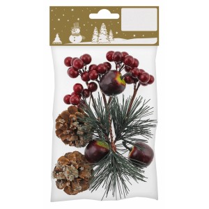 Weihnachts-Bastelset Äpfel: Deko-Set mit Äpfeln, Zapfen, Beeren und Zweigen für weihnachtliche Dekorationen.