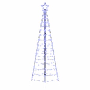 Blauer LED Weihnachtsbaum aus Eisen, 250 cm hoch, mit Sternspitze und Erdspießen für festliche Deko.