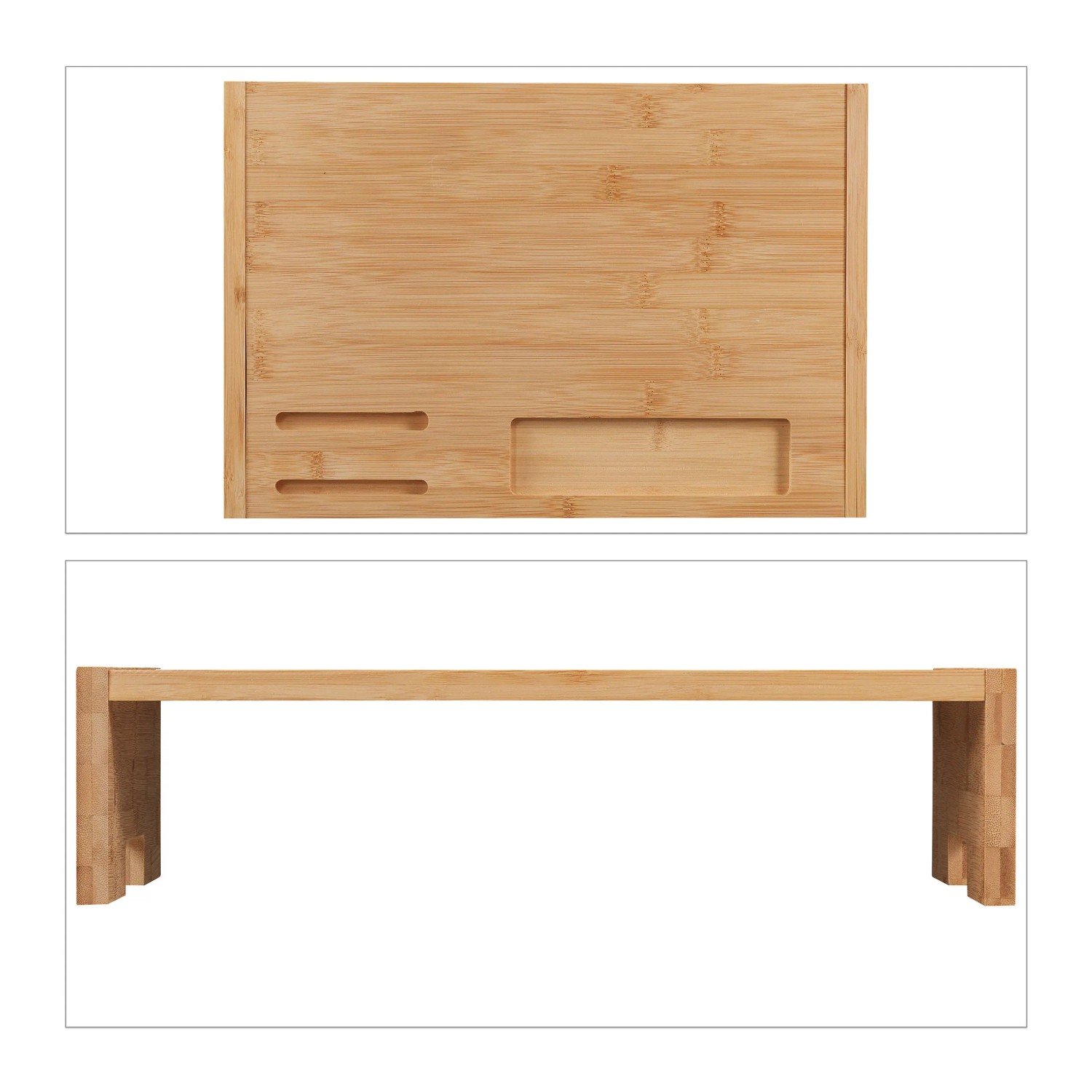 Relaxdays Monitorständer Bambus Natur Rutschfest 41 cm x 28 cm x 10,5 cm 1,3 kg