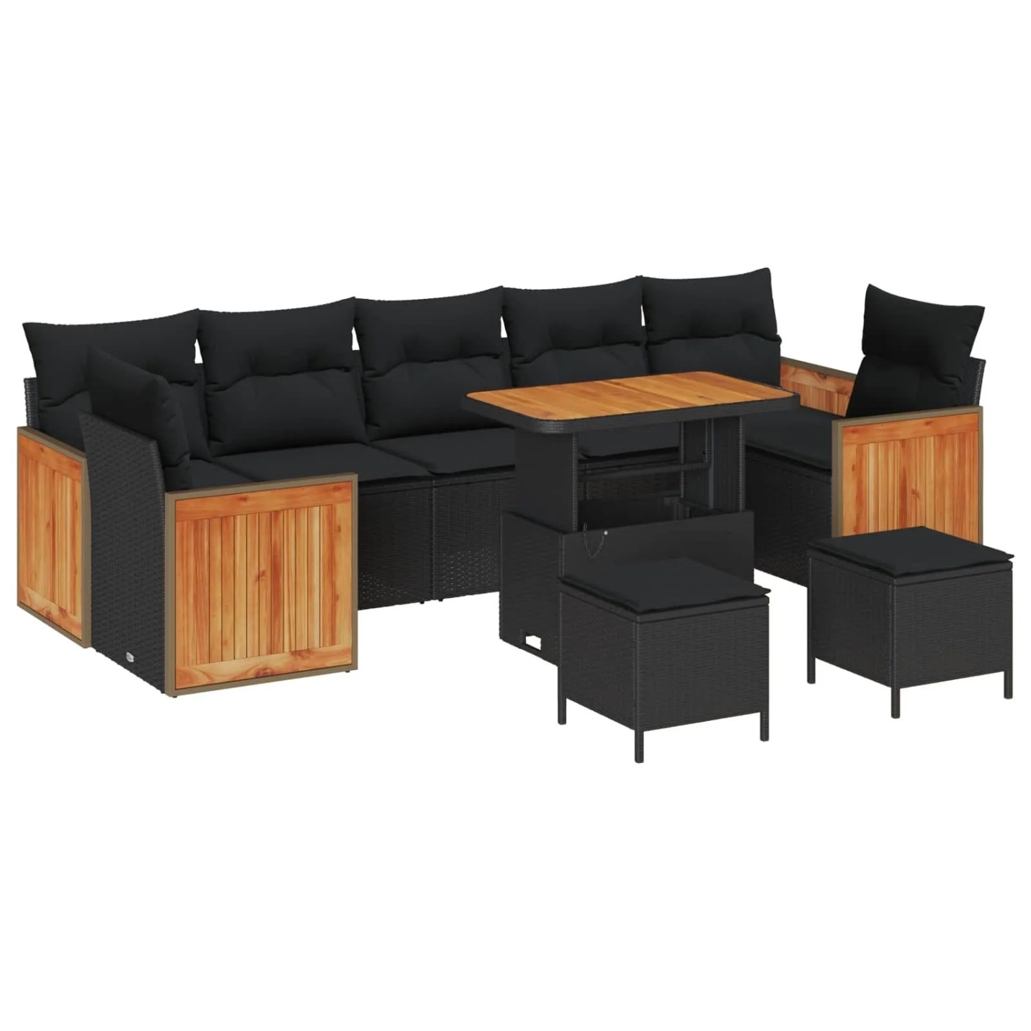 vidaXL Gartensofa-Set mit Kissen 10 Stk Schwarz 3363289