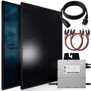 SUNNIVA Balkonkraftwerk 920 W mit BENY 800 W Wechselrichter inkl.5m Kabel 2x 460 W Solarmodule Bifazial Fullblack Glas-Glas