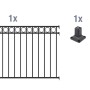 Metallzaun Anbau-Set Circle, schwarz, zum Aufschrauben, 120x200 cm: Zaunfeld, Pfosten und Pfostenträger.