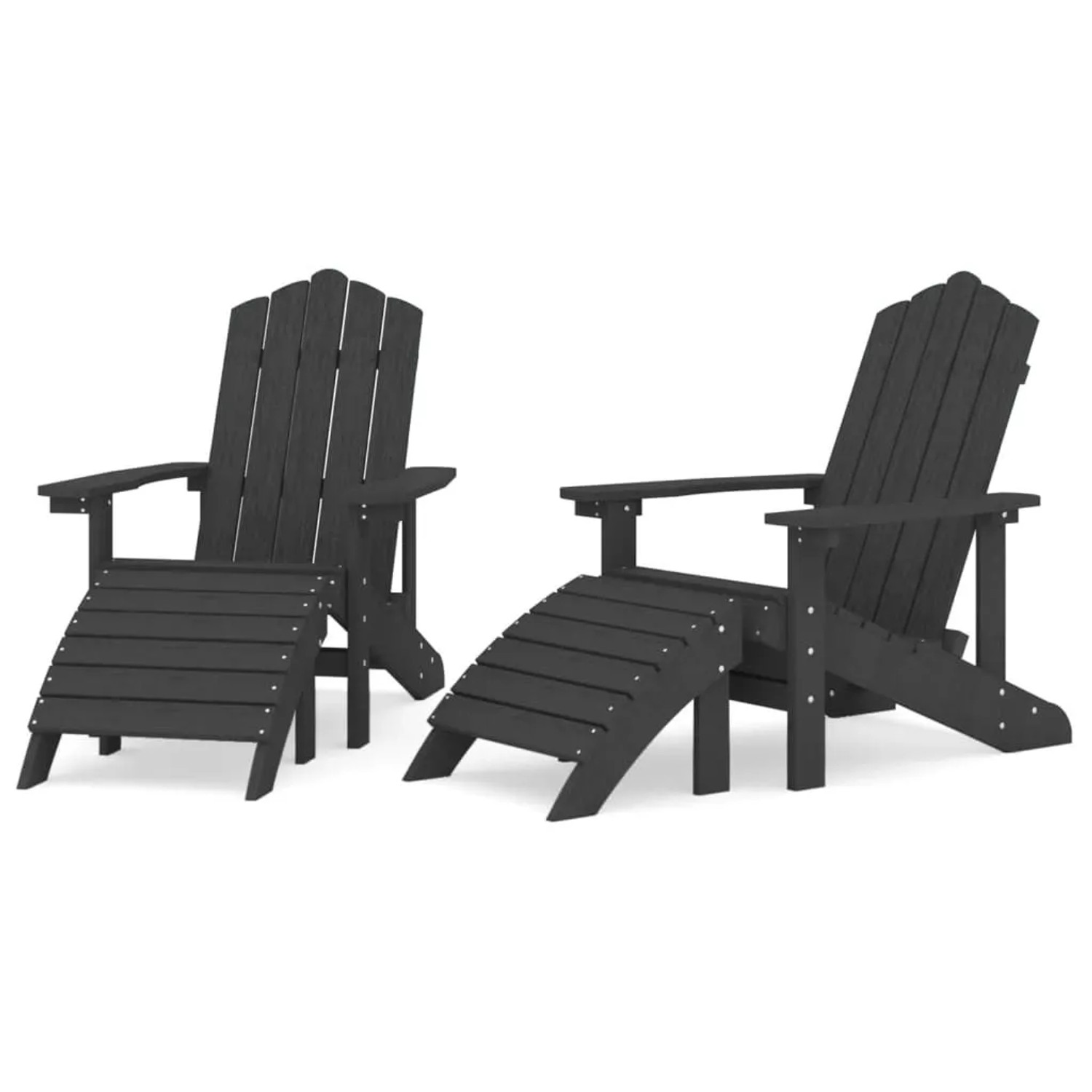 Furnicato Adirondack-gartenstühle 2 Stk Mit Hockern Hdpe 73x83x92 Cm Hocker 45x44x36 Cm Anthrazit