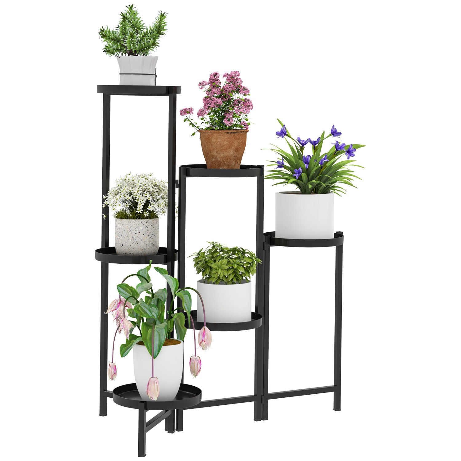Outsunny  Pflanzenständer Metall Schwarz 60L x 40B x 80H cm günstig online kaufen