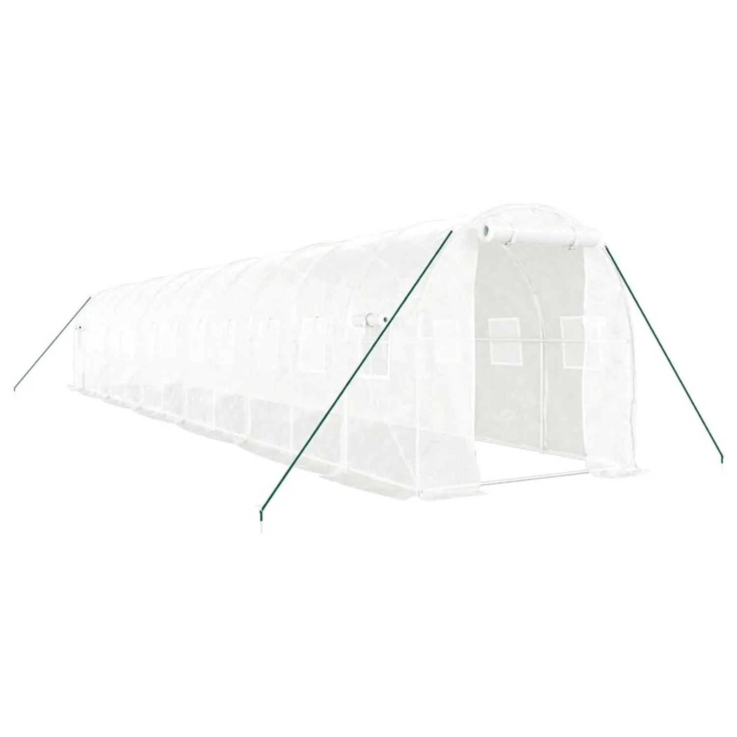 vidaXL Gewächshaus mit Stahlrahmen Weiß 24 m² 12x2x2 m 3188032