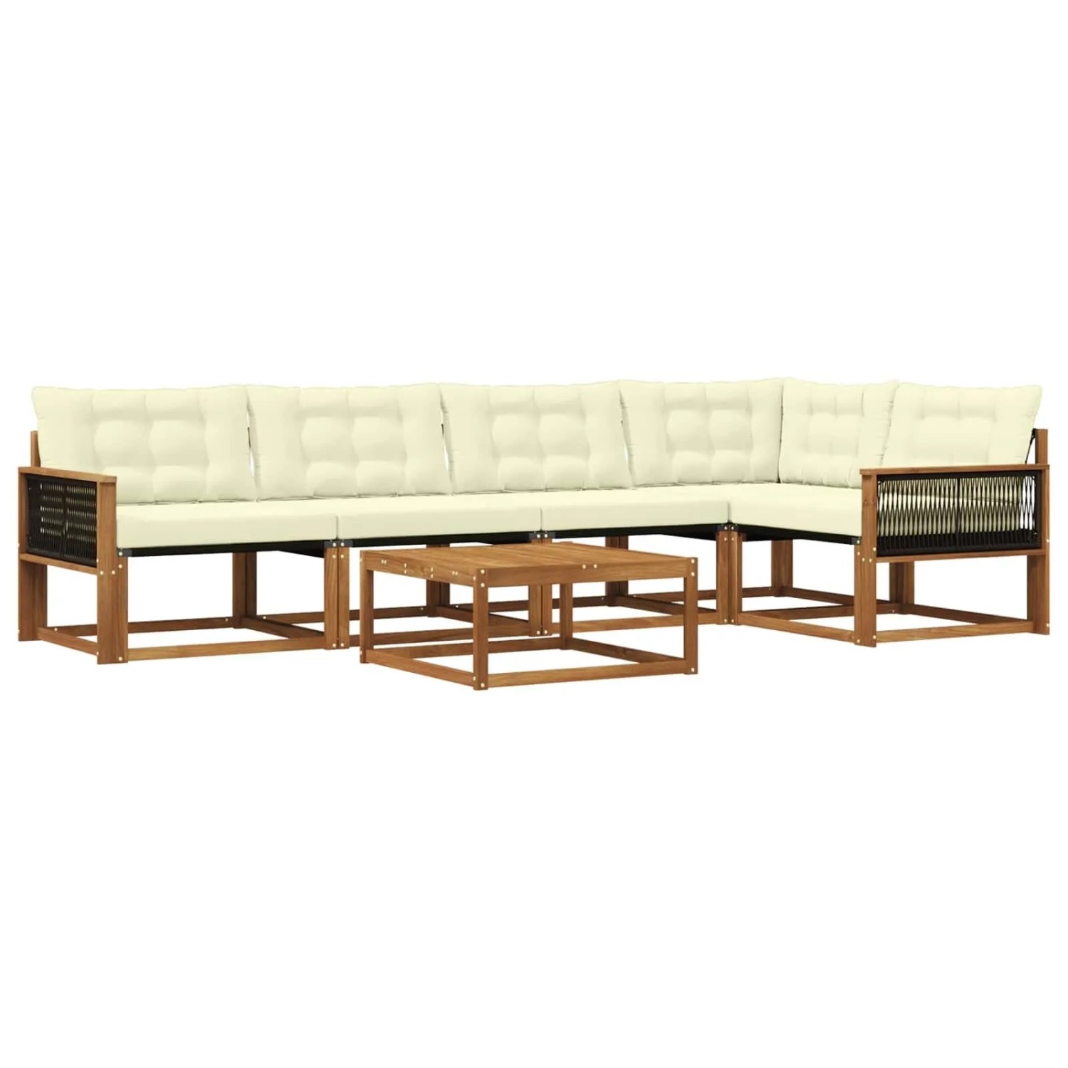 vidaXL Outdoor-Sofagarnitur mit Kissen 6 Stk Natur und Creme 3381438