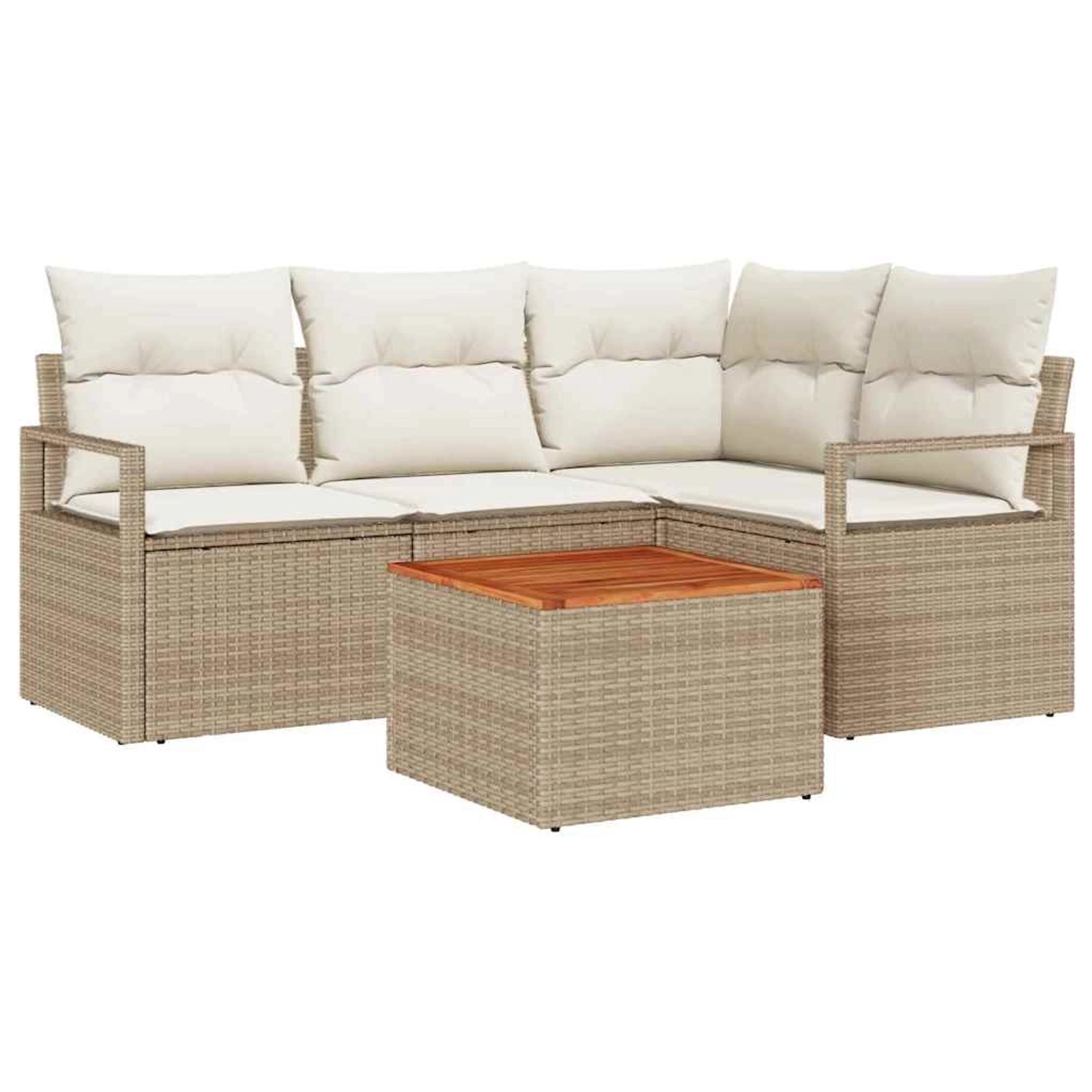 vidaXL Garten-Sofa-Set 5-Tlg Beige Weiß 3356370 günstig online kaufen