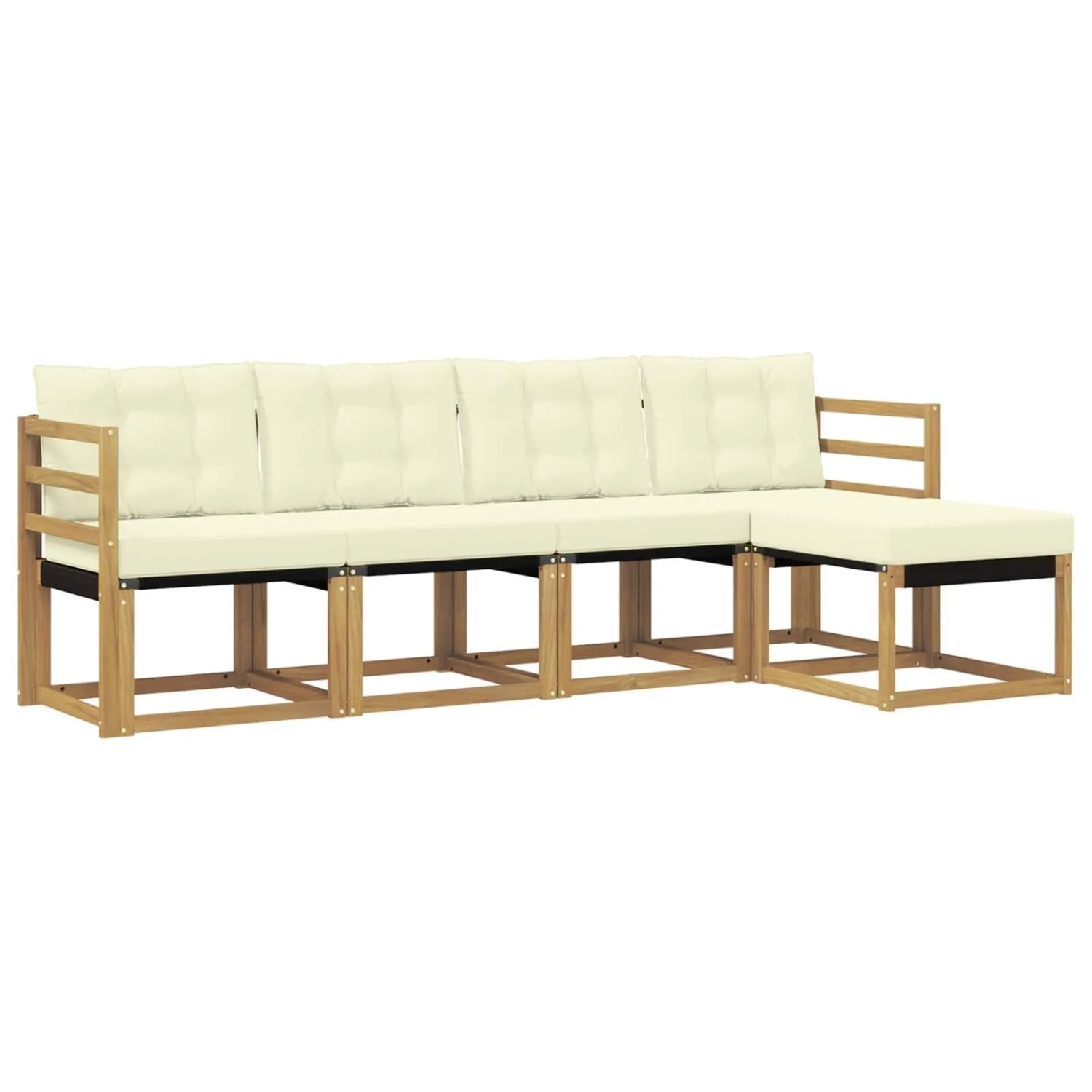 vidaXL Outdoor-Sofagarnitur mit Kissen 5-Tlg Weiß und Creme 3389368