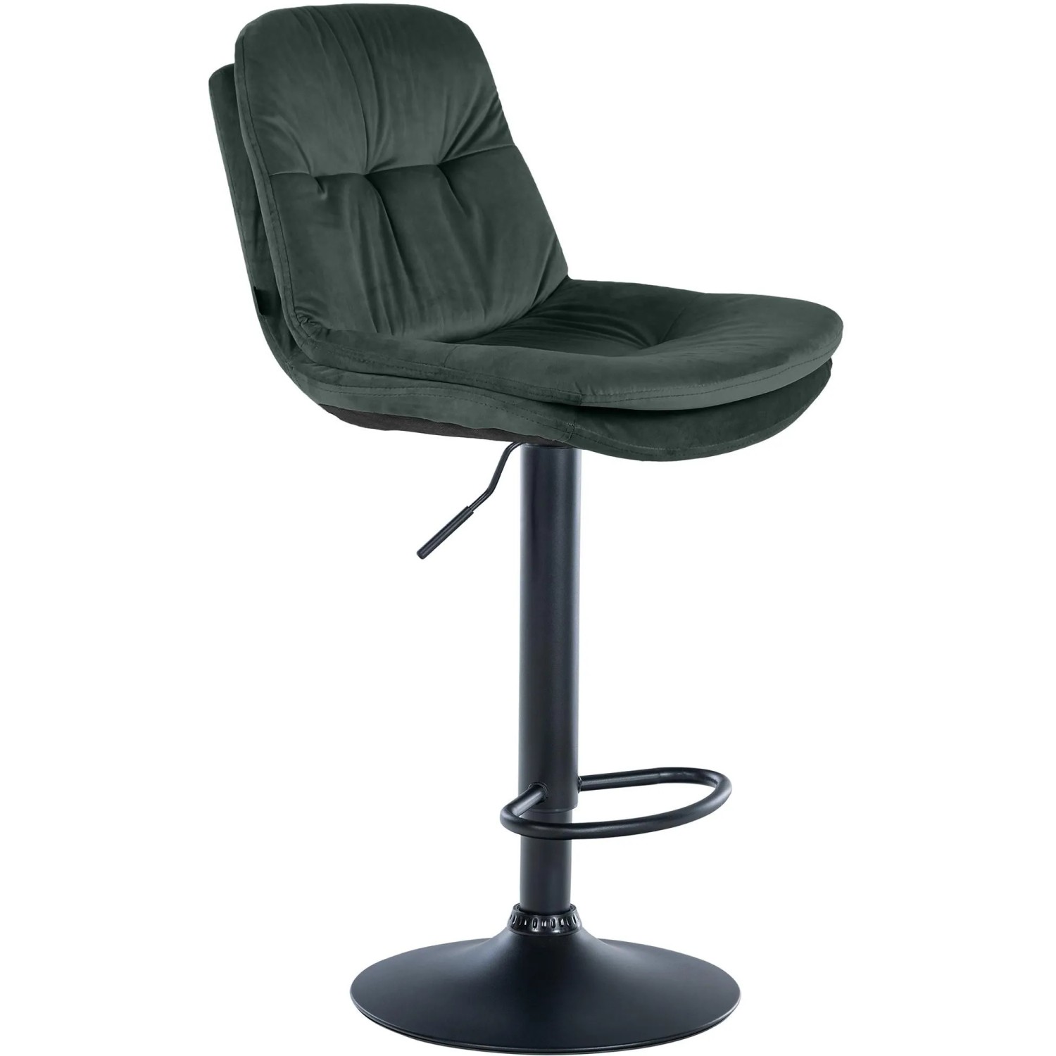 DELUKE Barhocker MITUN Samt DunkelGrünfarbig 46x54x94cm Schwarz Barstuhl Höhenverstellbar Mit Lehne Drehbar Tresenhocker Tresenstuhl