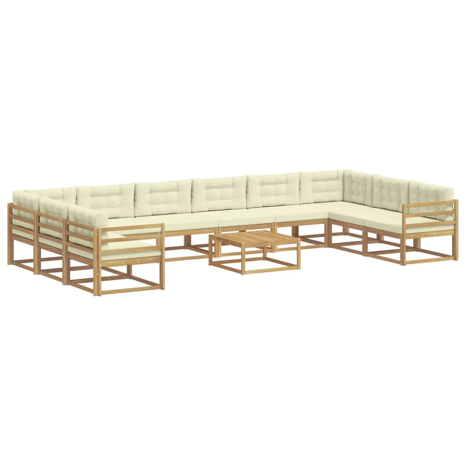 vidaXL Outdoor-Sofagarnitur mit Kissen 11 Stk Weiß und Creme 3387124