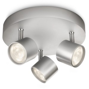 Silberner Philips LED-Spot Star mit 3 Leuchten für die Deckenmontage.