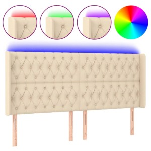 vidaXL LED Kopfteil Creme 183x16x118/128 cm Stoff 3124403