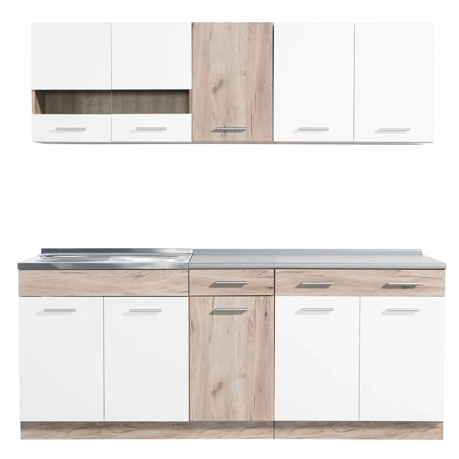 Homestyle4u Singleküche ohne Geräte 200 cm Eiche Matt 2356 kaufen bei OBI