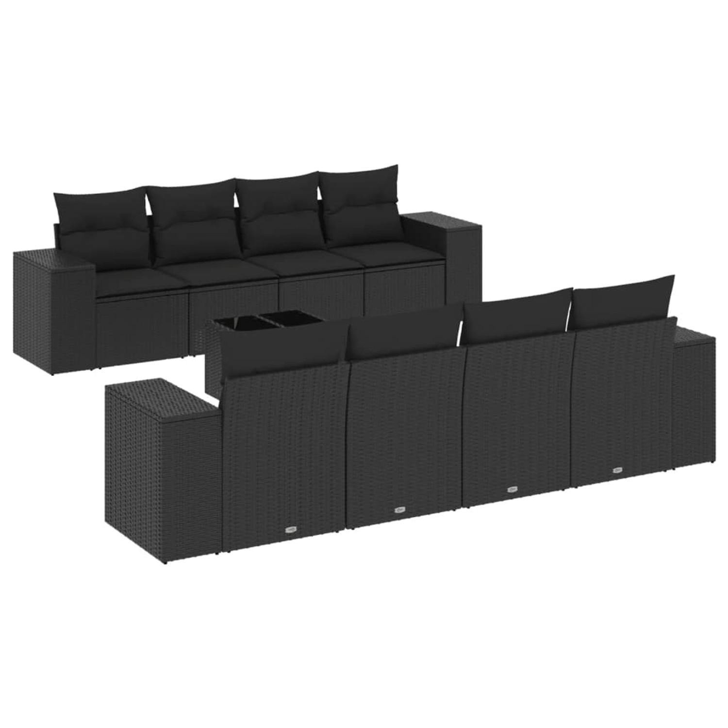 vidaXL 9-Tlg Garten-Sofagarnitur mit Kissen Schwarz Poly Rattan 3254682 günstig online kaufen