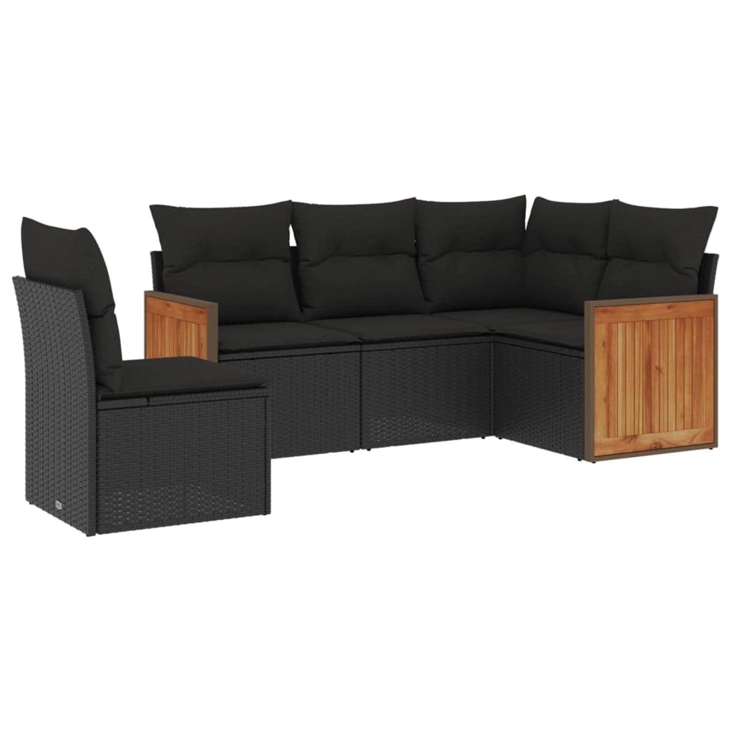 vidaXL 5-tlg Garten-Sofagarnitur mit Kissen Schwarz Poly Rattan Modell 82 günstig online kaufen