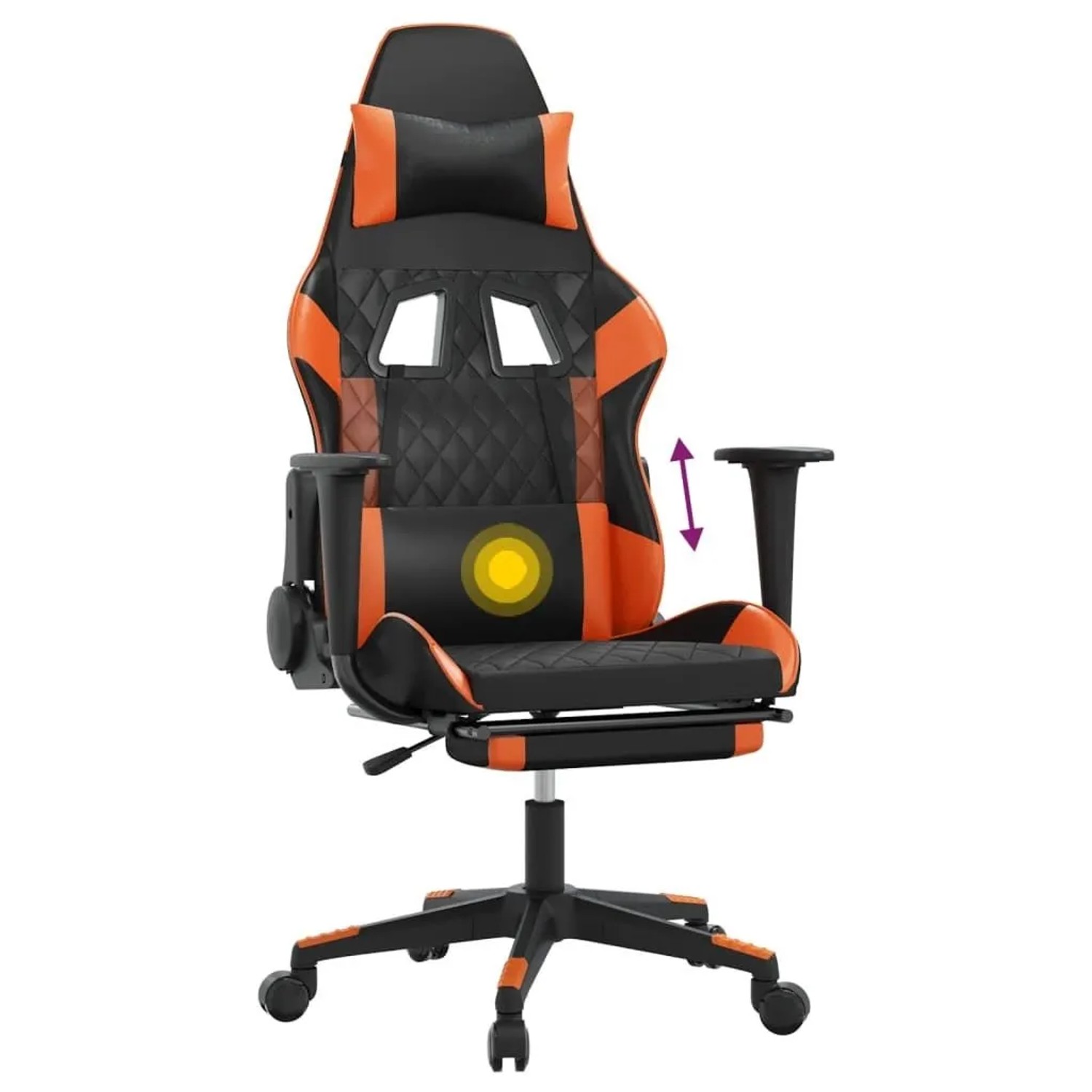 vidaXL Gaming-Stuhl mit Massage & Fußstütze Schwarz Orange Kunstleder 345528_8