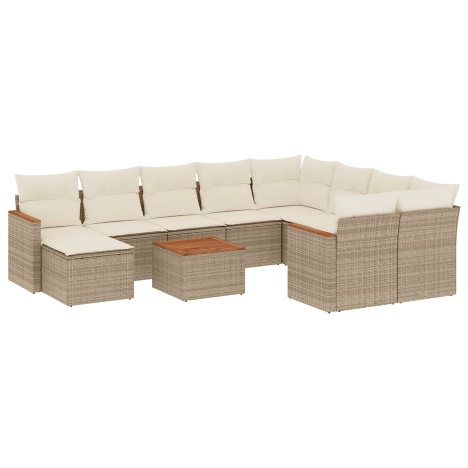 vidaXL 11-Tlg Garten-Sofagarnitur mit Kissen Beige Poly Rattan 3258964 günstig online kaufen
