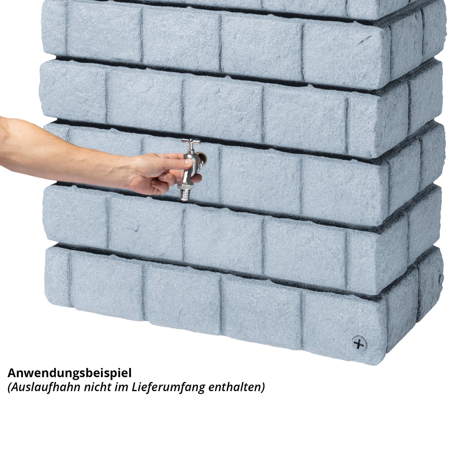 Garantia Wandtank Rocky Junior 300 l Light Granite in Steinoptik mit Wasserhahn.
