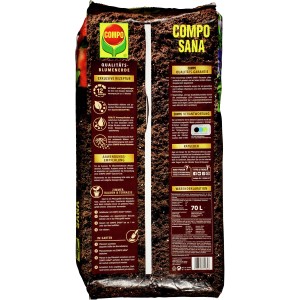 Sack Compo Sana Qualitäts-Blumenerde, 70 Liter Universalerde für Zimmer-, Balkon- und Gartenpflanzen.