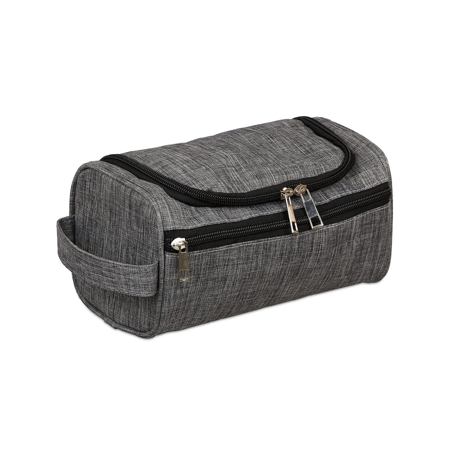 Relaxdays Kulturbeutel 600D Polyester Kunststoff Grau Wasserdicht Aufhängbar 13 cm x 23 cm x 13 cm 130 g
