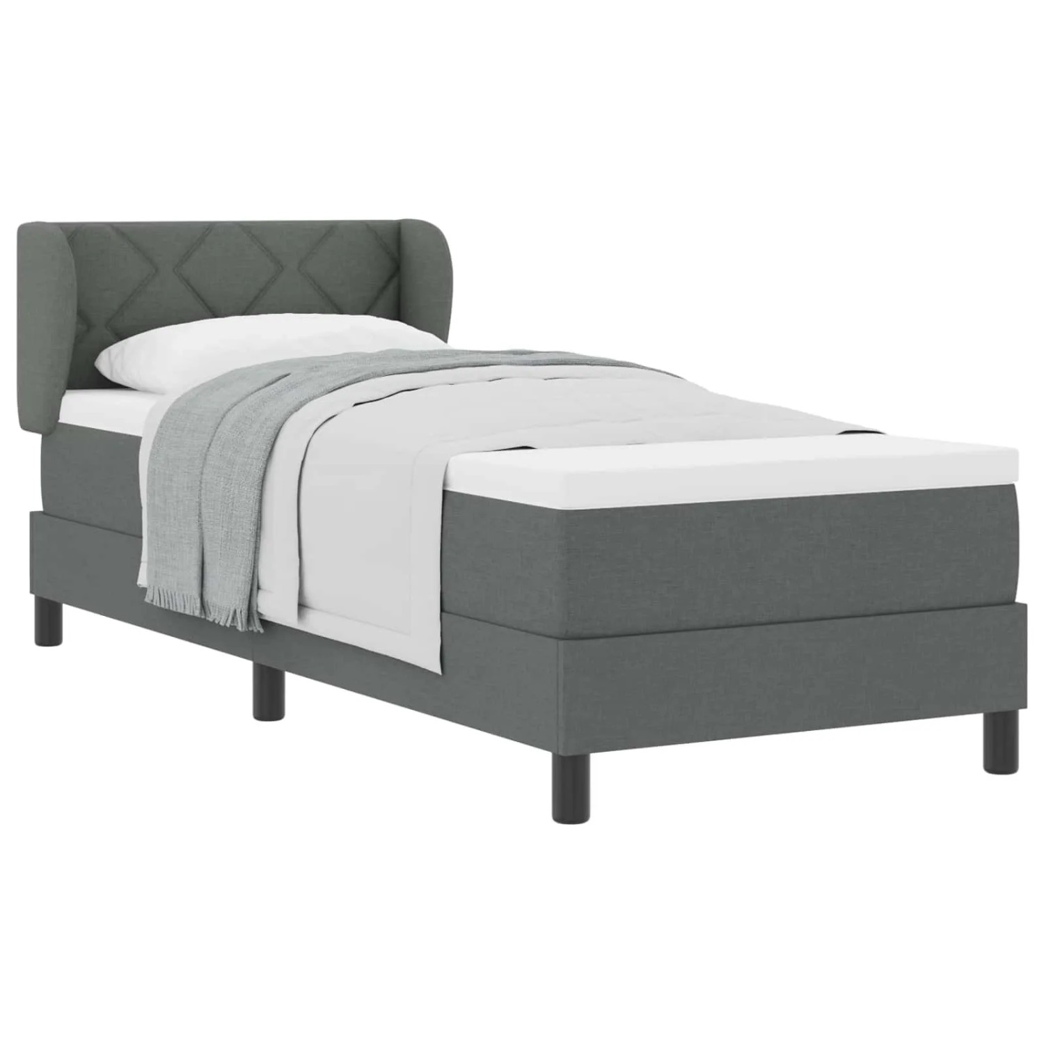vidaXL Boxspringbett mit Matratze Dunkelgrau 80 x 200 cm Stoff 3340053