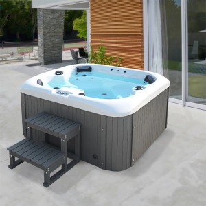 Home Deluxe Outdoor Whirlpool Sea Star Pure, dunkelgrau-weiß, mit Treppe. Entspannung pur!