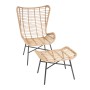 2-teiliges Poly-Rattan Lounge-Set G17b in Natur mit Sessel und Hocker, Kissen Anthrazit.